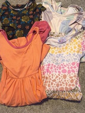 Girls Mixed Print Dance Leotards - Peach & Pastel Set